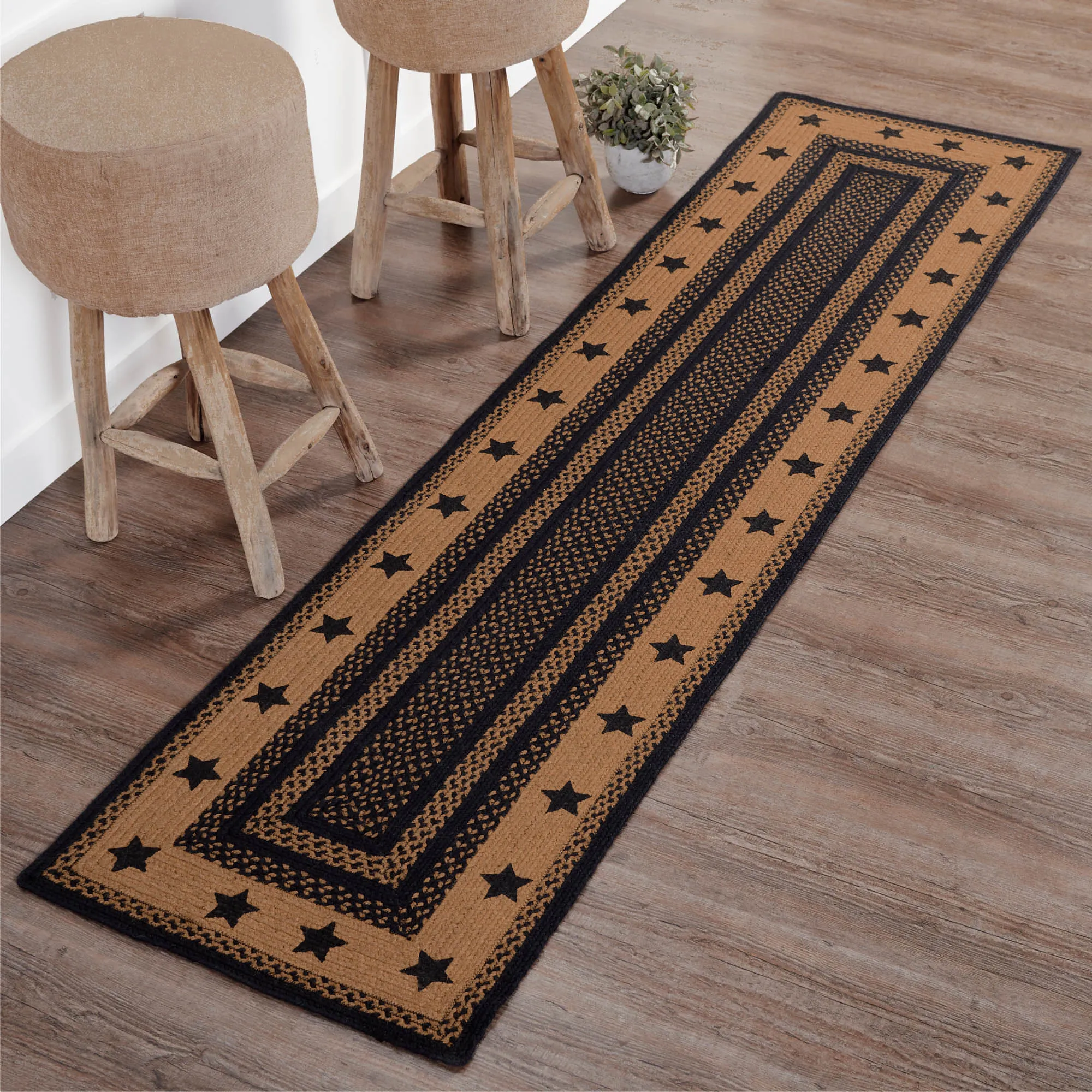 Farmhouse Jute Rug Stencil Stars