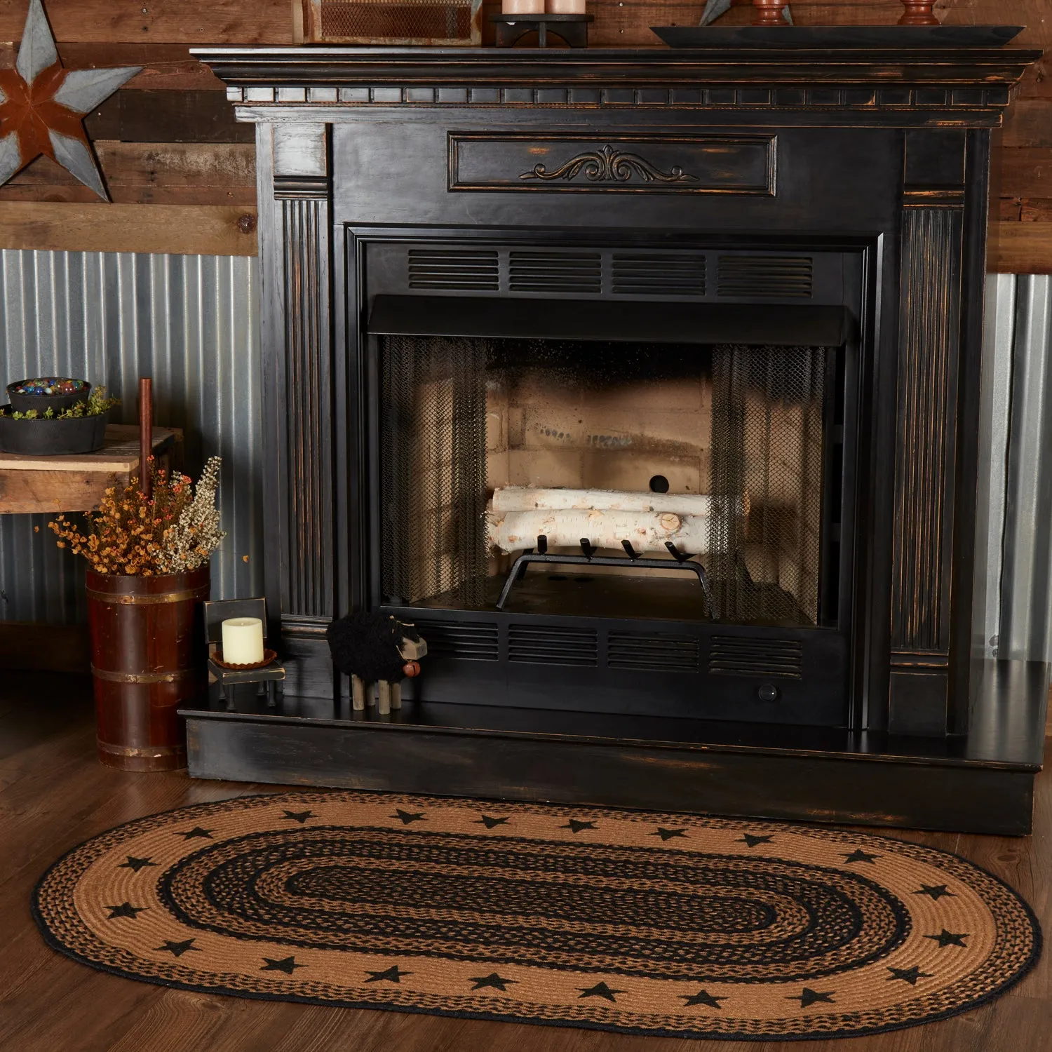Farmhouse Jute Rug Stencil Stars