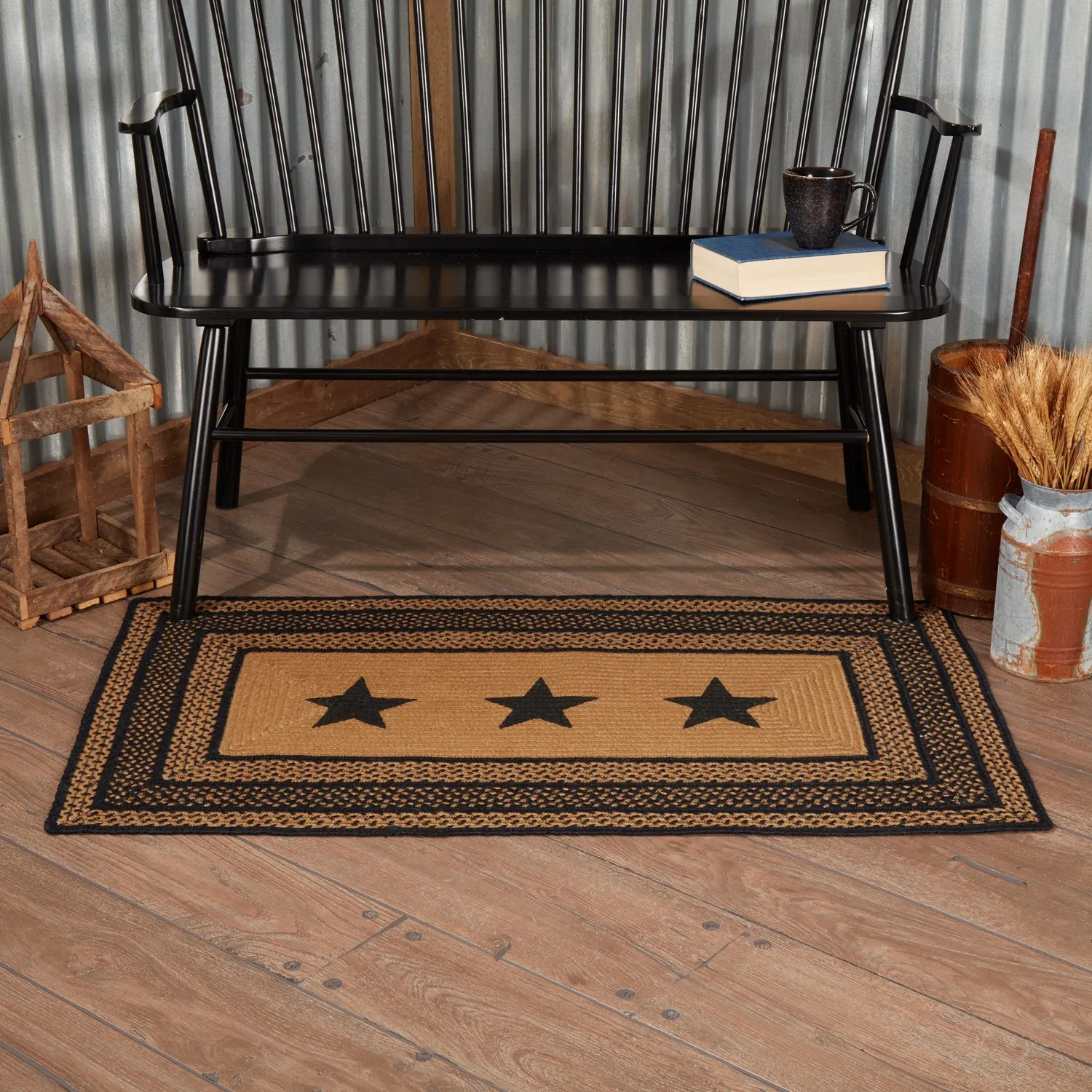Farmhouse Jute Rug Stencil Stars