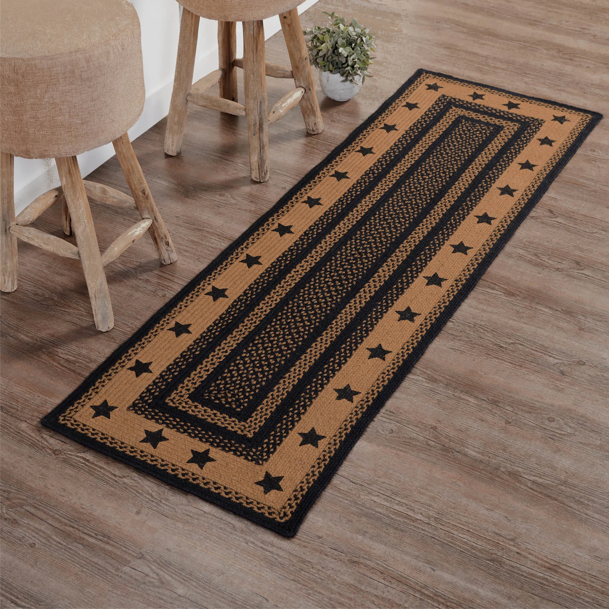 Farmhouse Jute Rug Stencil Stars