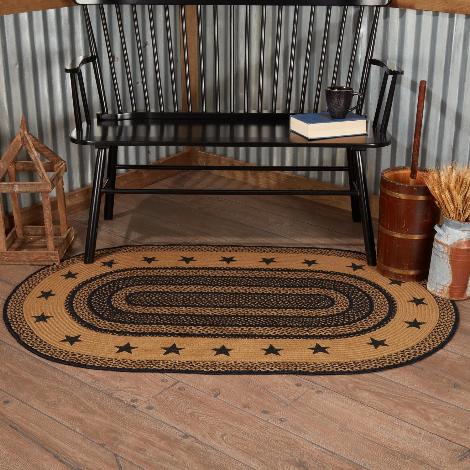 Farmhouse Jute Rug Stencil Stars
