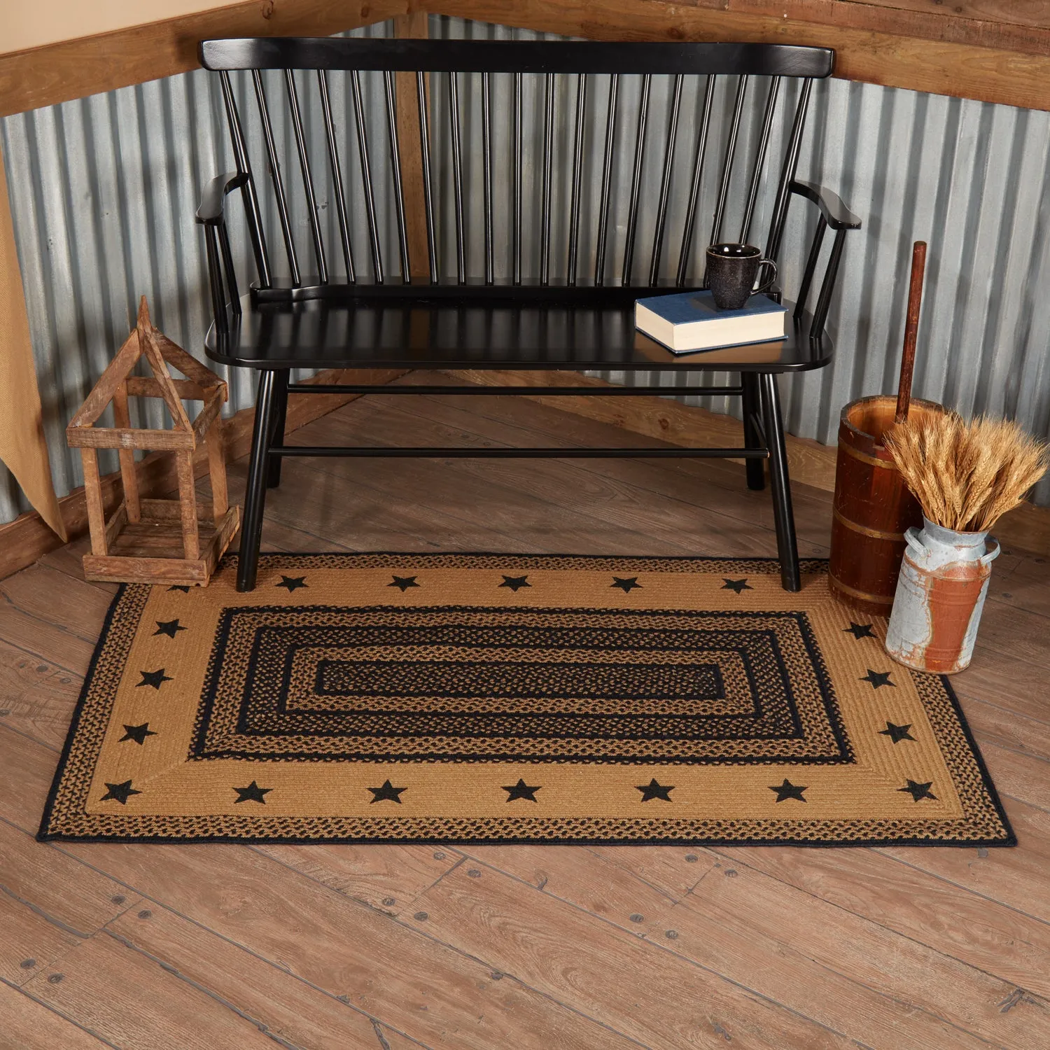 Farmhouse Jute Rug Stencil Stars