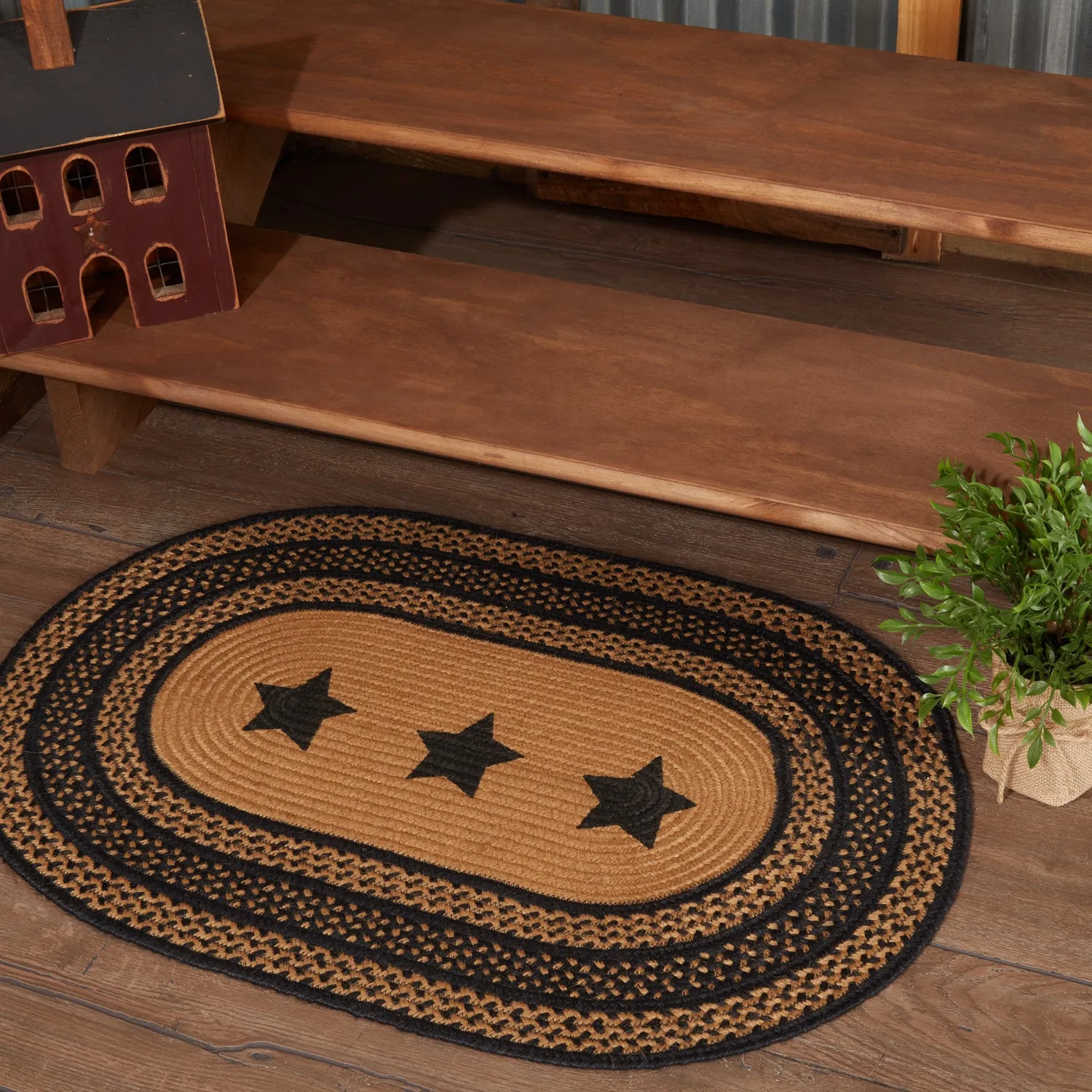 Farmhouse Jute Rug Stencil Stars