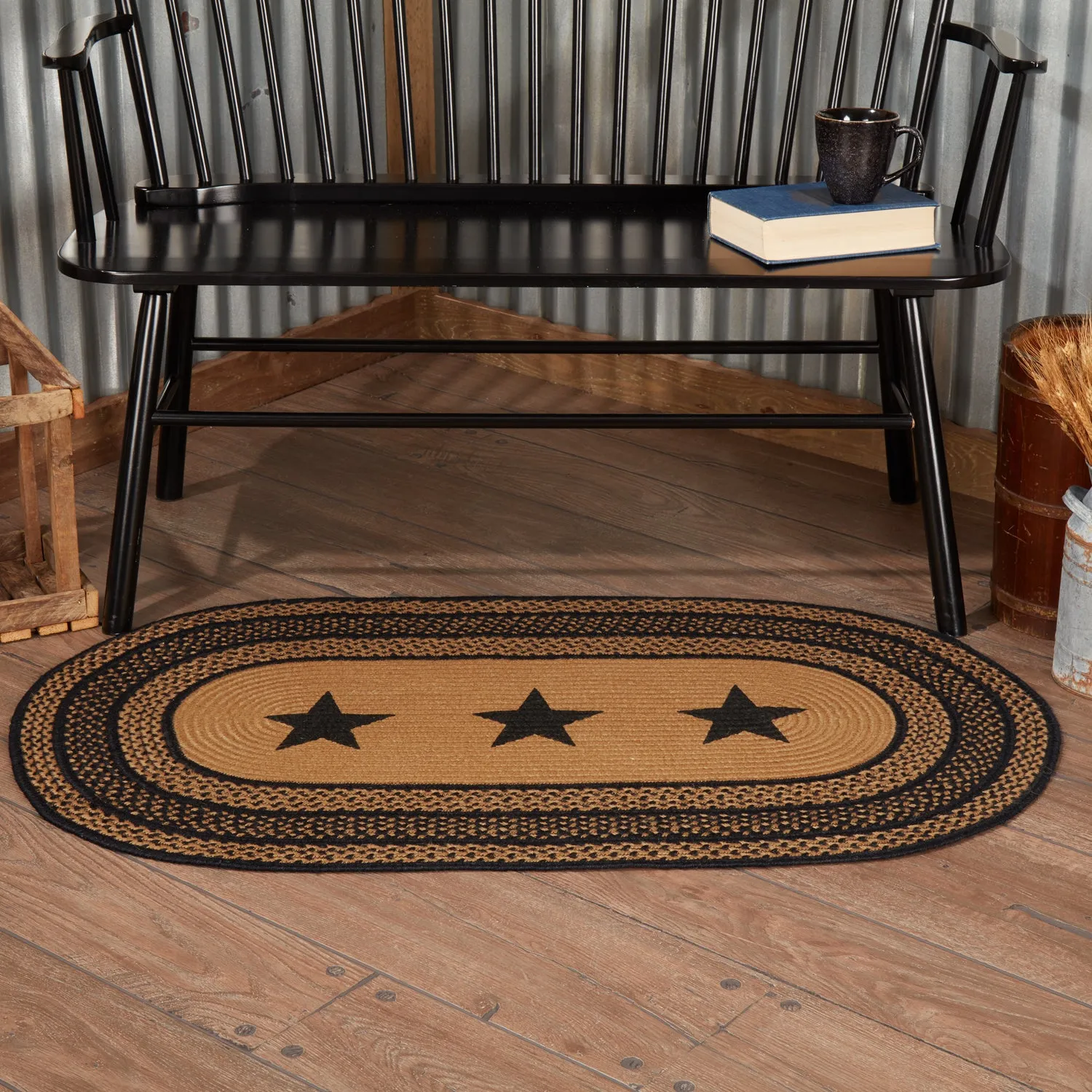 Farmhouse Jute Rug Stencil Stars
