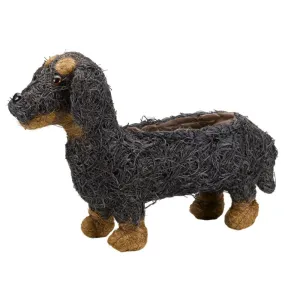 Flamboya 45cm Sausage Dog Rattan Planter