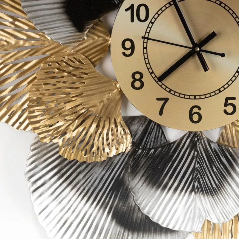 Flower Wall Clock Black & Golden