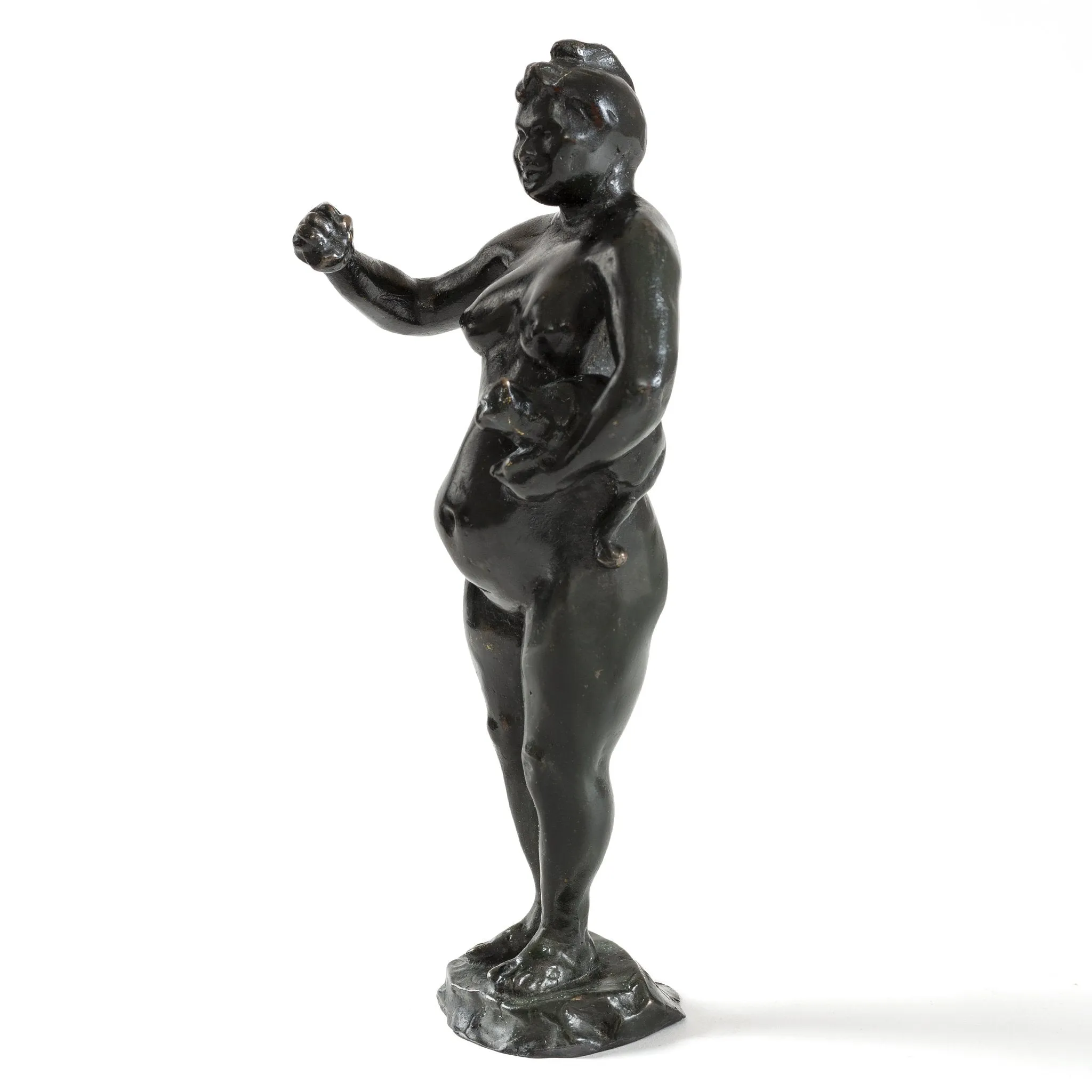 Fran?ois-Rupert Carabin "Woman and Cat" Patinated Bronze Sculpture