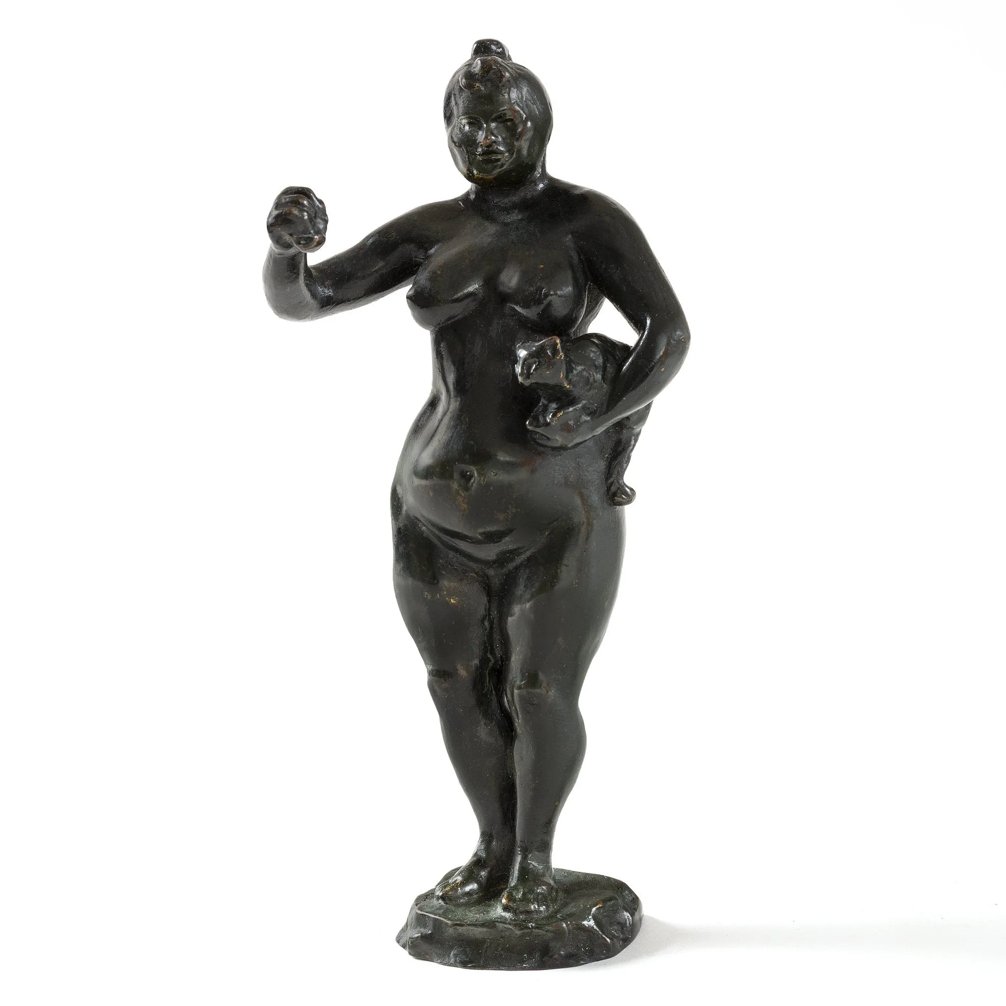 Fran?ois-Rupert Carabin "Woman and Cat" Patinated Bronze Sculpture