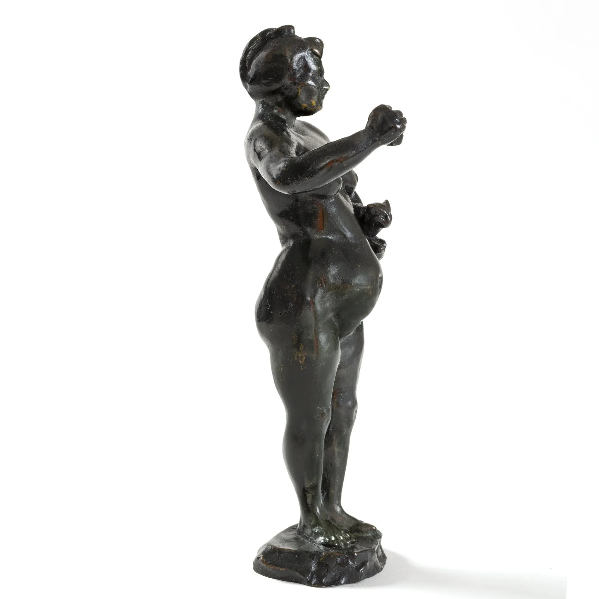 Fran?ois-Rupert Carabin "Woman and Cat" Patinated Bronze Sculpture