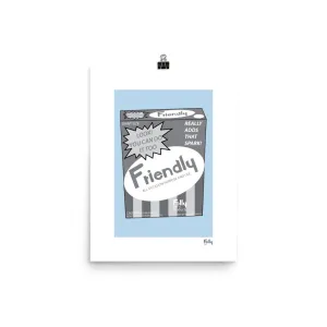 Friendly Powder 12x16 w/o Frame: Grey & Blue