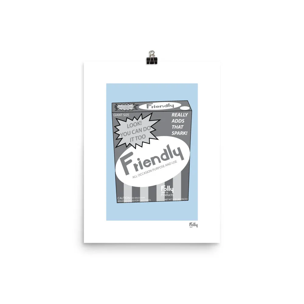 Friendly Powder 12x16 w/o Frame: Grey & Blue