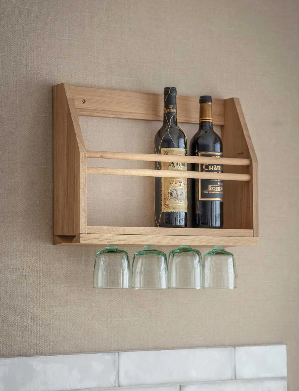 Garden Trading Hambledon Oak Wine Glass Shelf