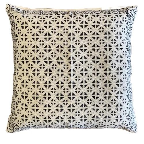 Geometrical Block Print Cotton Dari Cushion Cover Euro Size 65x65cm
