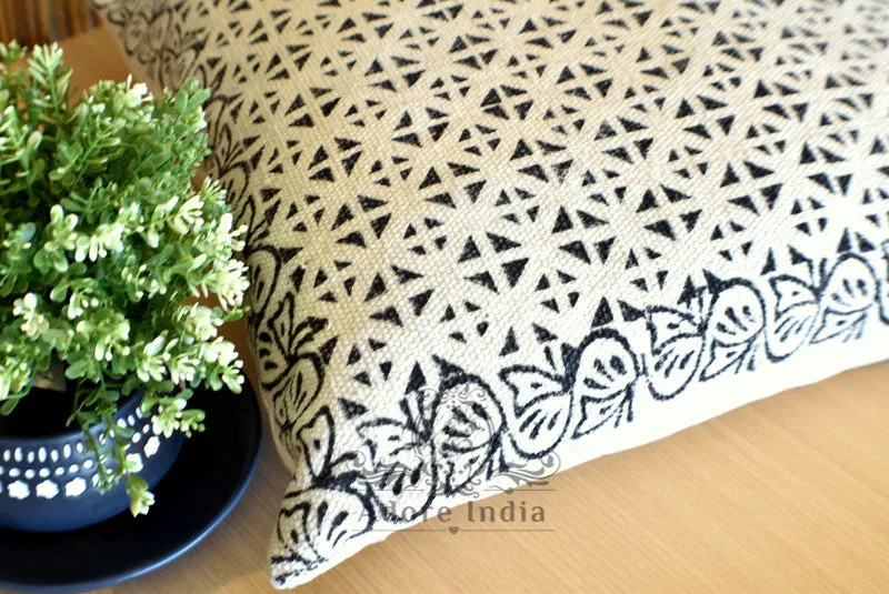 Geometrical Block Print Cotton Dari Cushion Cover Euro Size 65x65cm