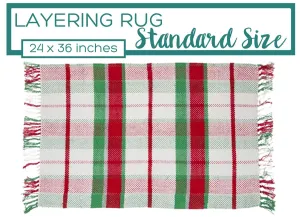 Green and Red Holiday Plaid Fringe Rug