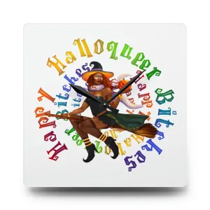 Halloween Acrylic Wall Clock - Happy HallowQueer Bitches(Black)