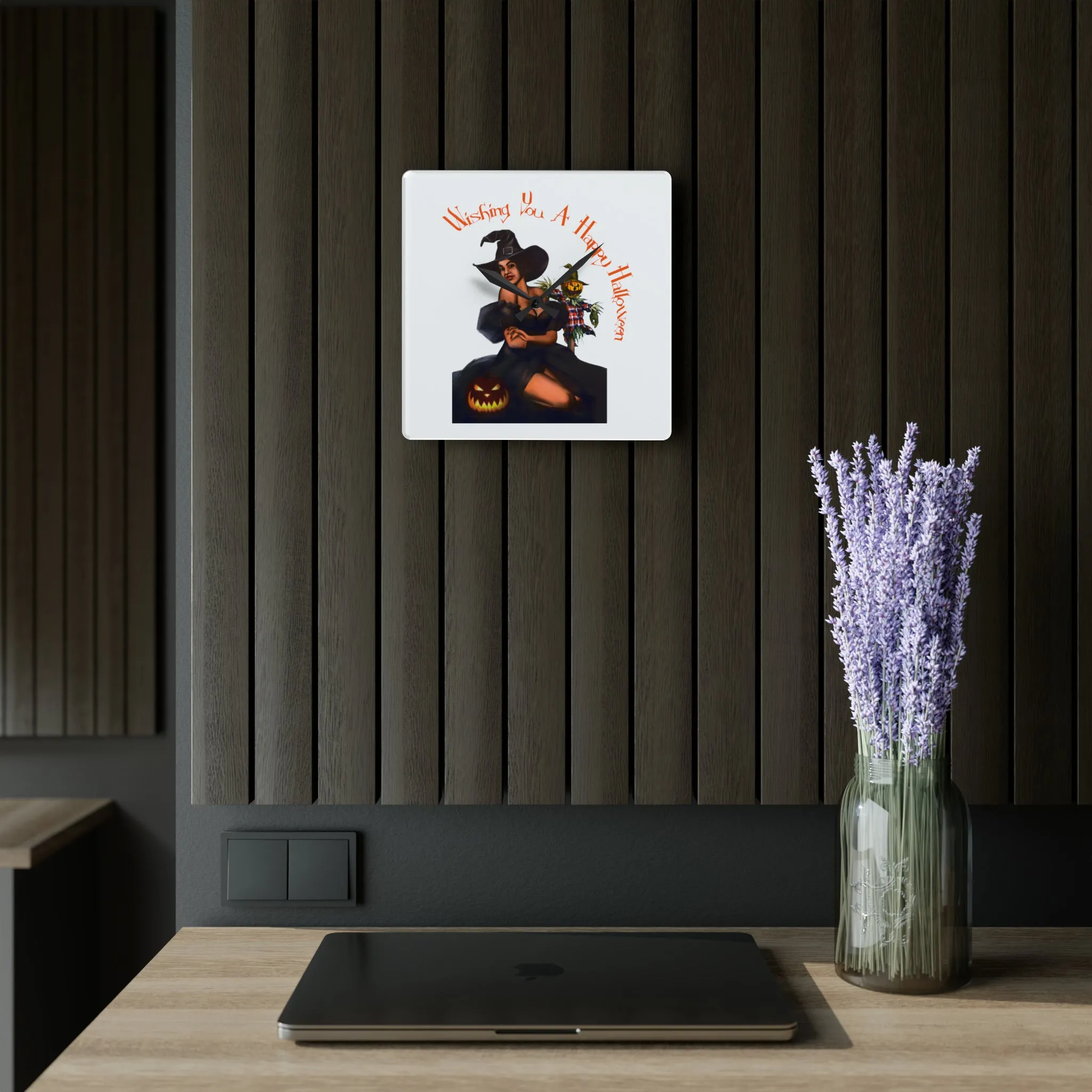 Halloween Acrylic Wall Clock - Wishing You A Happy Halloween