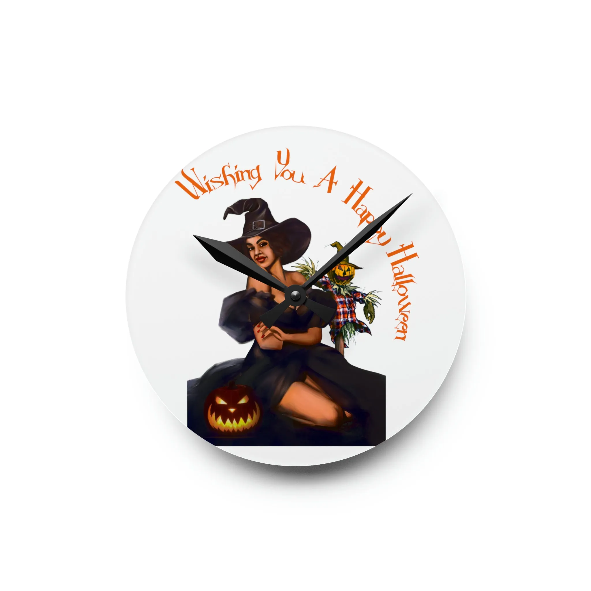Halloween Acrylic Wall Clock - Wishing You A Happy Halloween