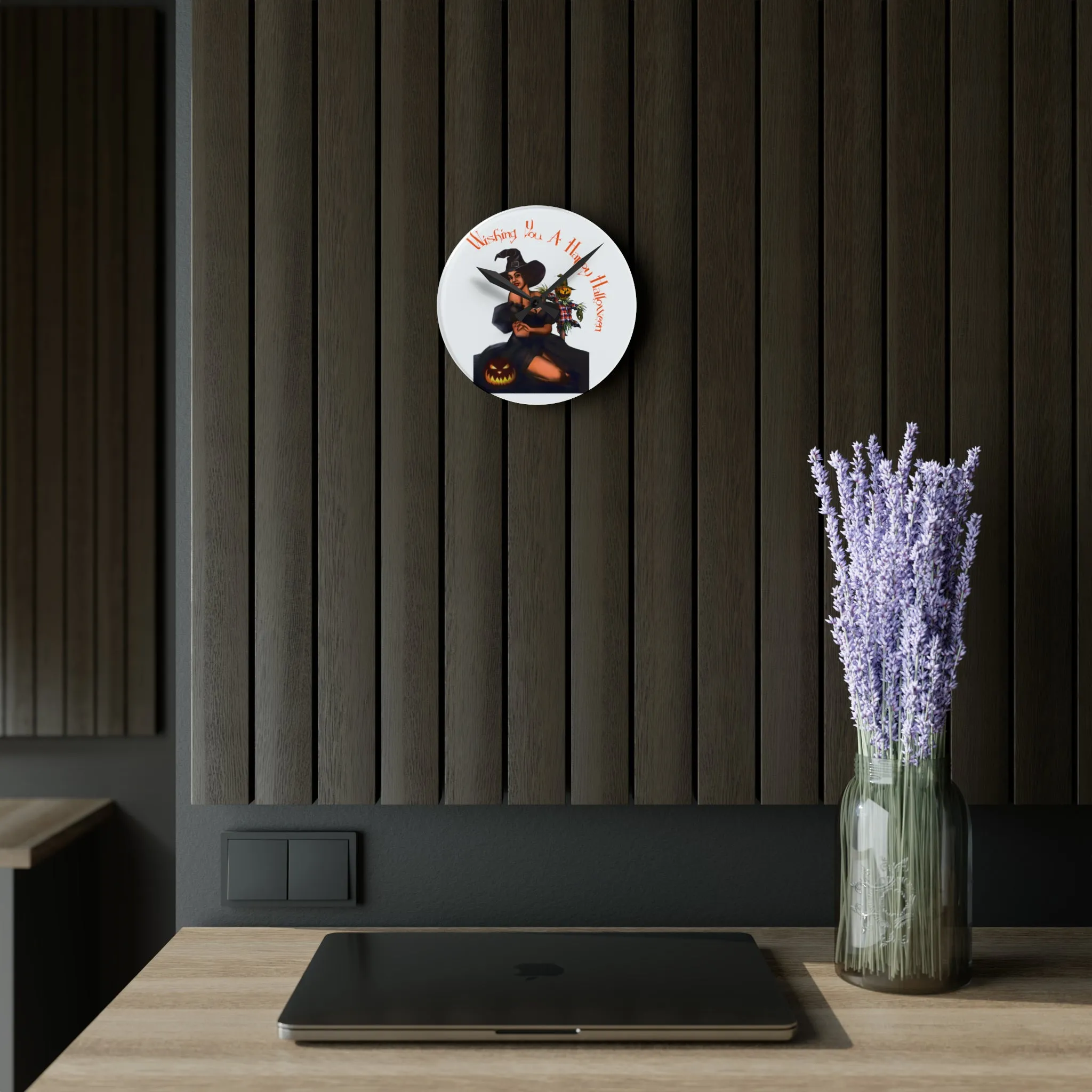 Halloween Acrylic Wall Clock - Wishing You A Happy Halloween