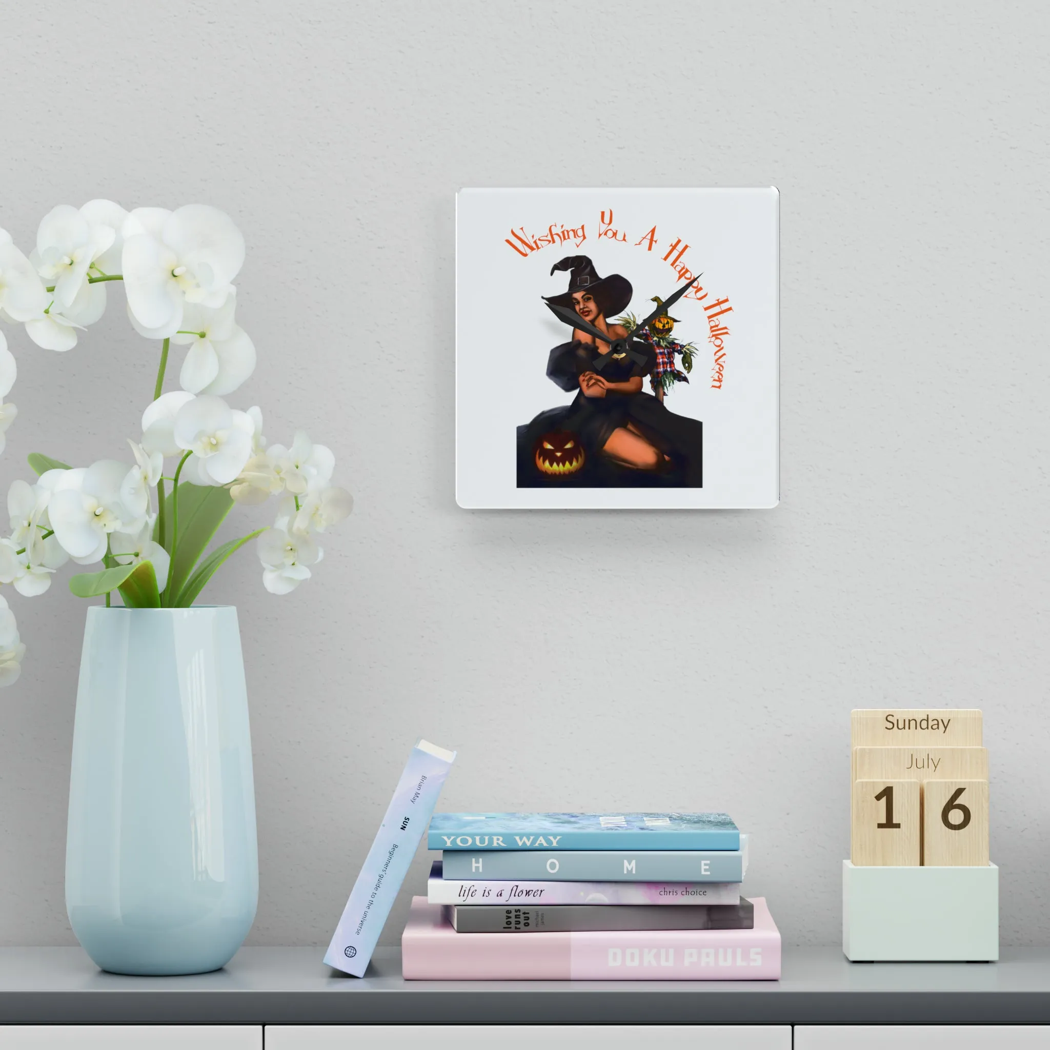 Halloween Acrylic Wall Clock - Wishing You A Happy Halloween