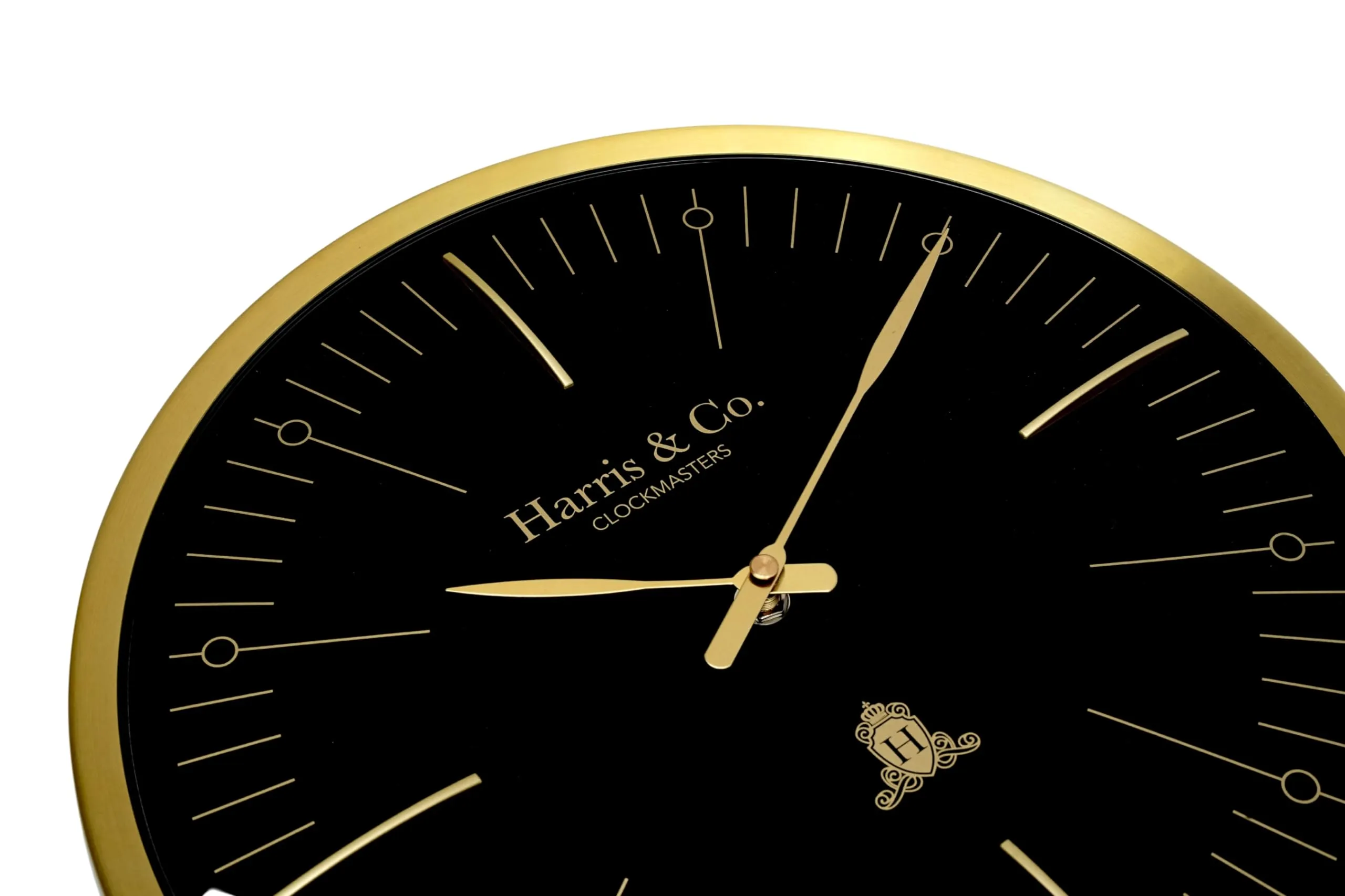 HARRIS & CO. CLOCKMASTERS Metal Luxury Pendulum Wall Clock,Silent Sweep Noiseless Technology 13 Inch Gold, Model-KNIGHTSBRIDGE
