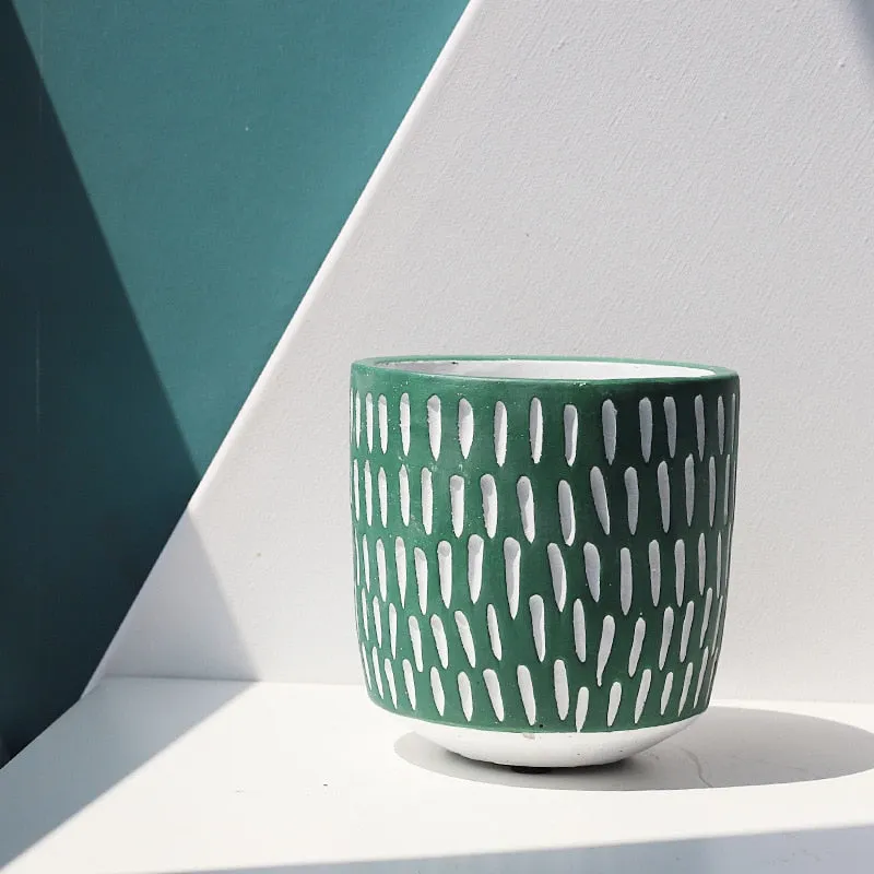 Imprint Painted Ceramic Planters