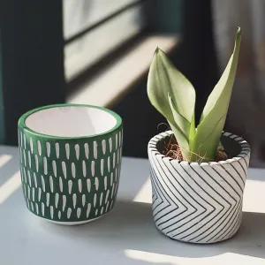 Imprint Painted Ceramic Planters