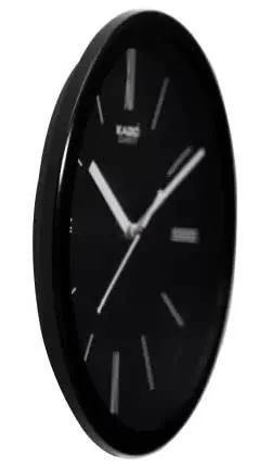 Kadio Analog 24.5 cm X 24.5 cm Wall Clock (Black, with Glass, Standard)