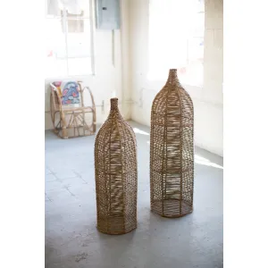 Kalalou - SET OF TWO LARGE SEAGRASS AND IRON BOTTLES - A6129