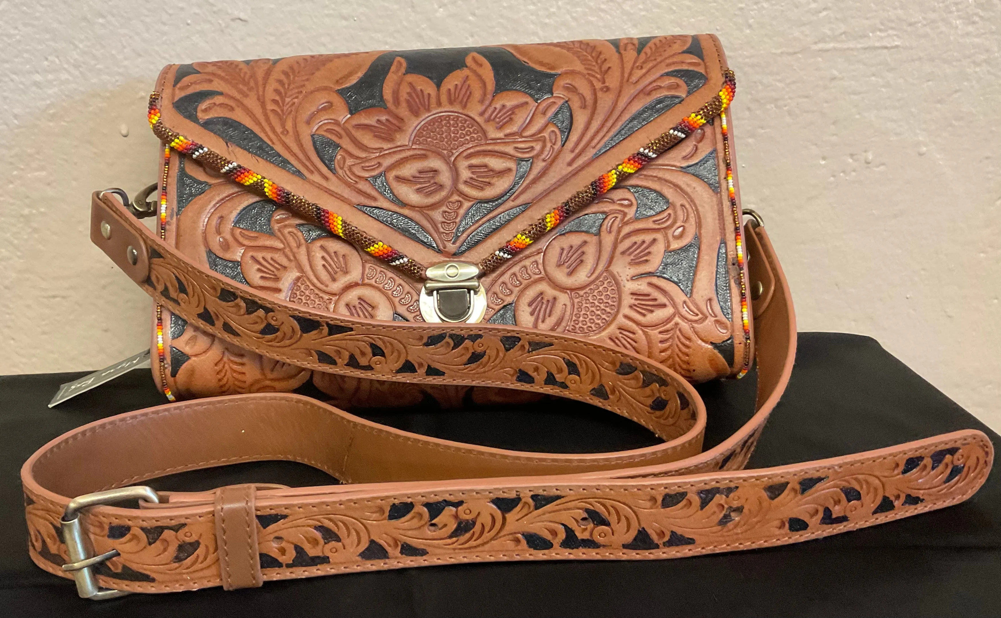 Leather Beaded "Myra Bag" Purse