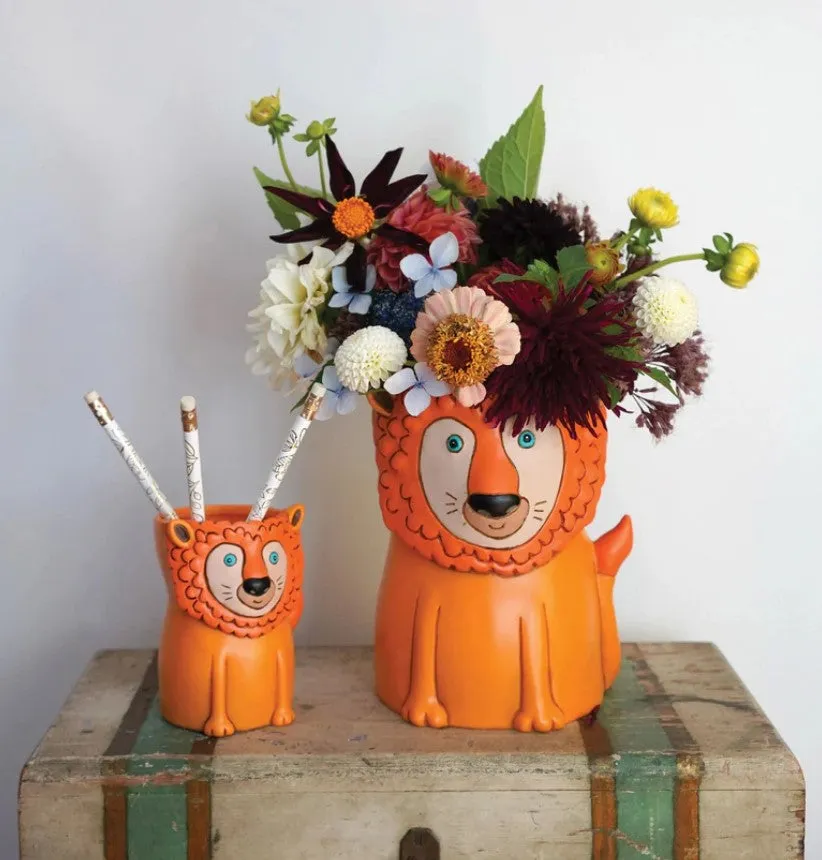 Lion Resin | Orange | Planter