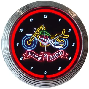 LIVE 2 RIDE MOTORCYCLE NEON CLOCK