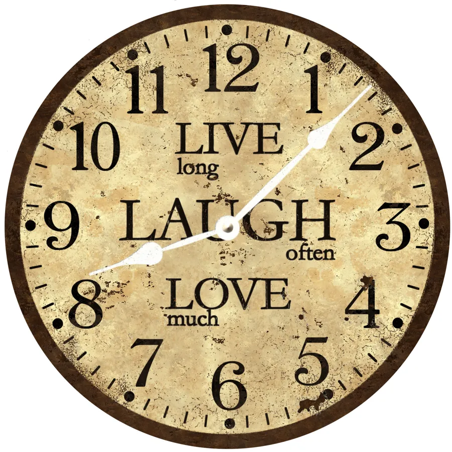 Live Laugh Love Wall Clock - Rustic Brown Clock