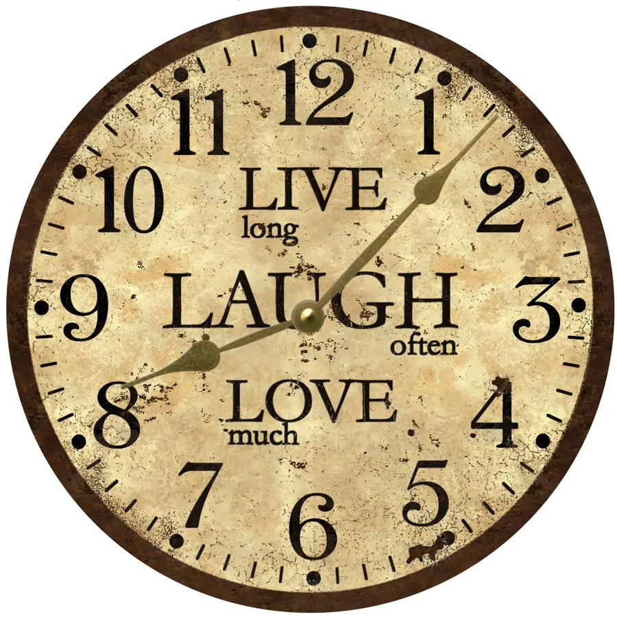 Live Laugh Love Wall Clock - Rustic Brown Clock