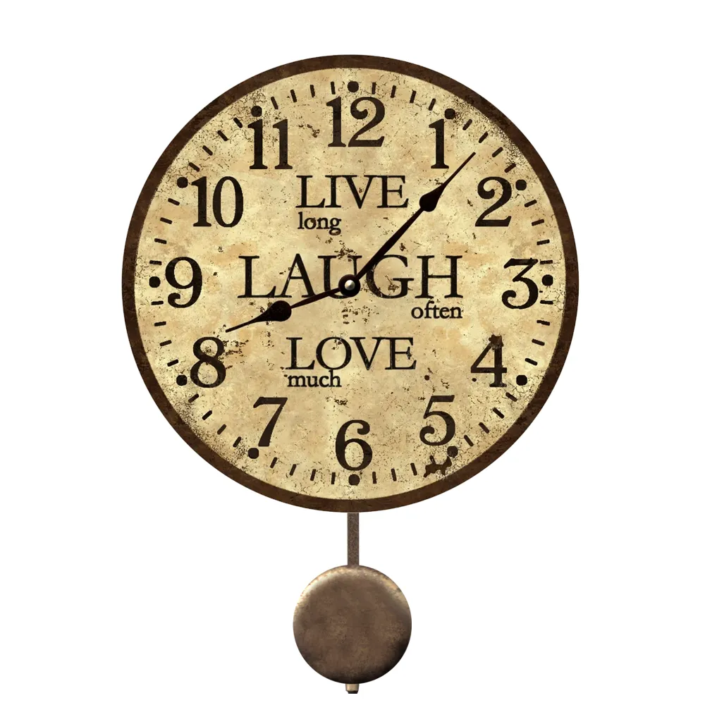 Live Laugh Love Wall Clock - Rustic Brown Clock