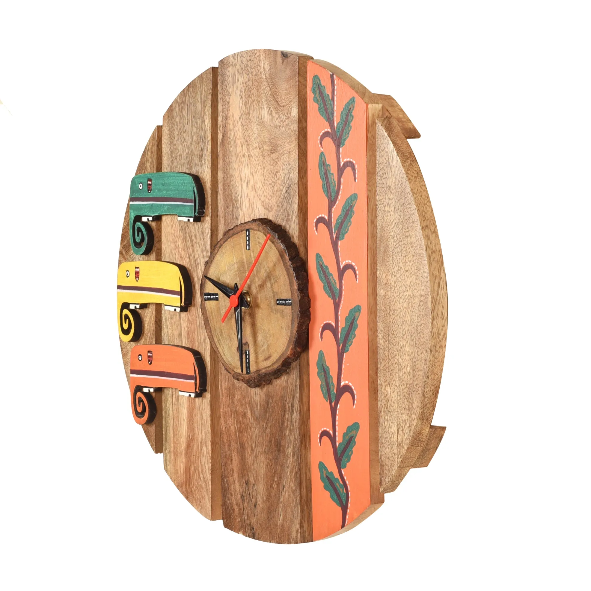 Majestic Elephants Handcrafted Mango Wood Wall Clock (12 x 1 in)