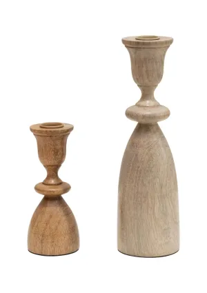 Mango Wood Taper Holders Set of 2