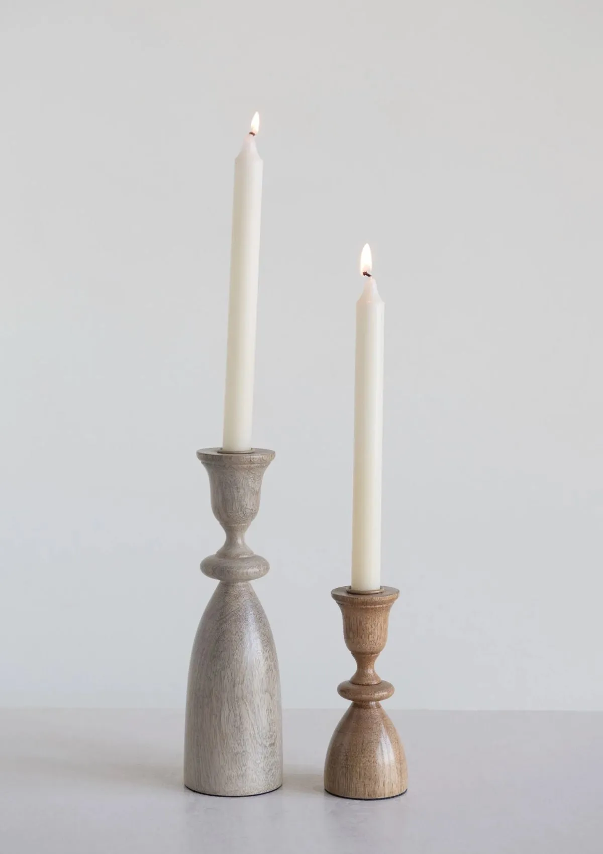 Mango Wood Taper Holders Set of 2