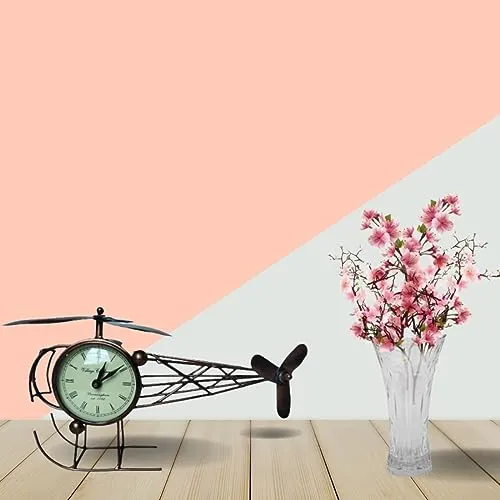 MARMORIS ECOM Handmade Iron Painted Helicopter Table Clock Antique Decorative Style Tabletop Clock for Home/Office (Size)
