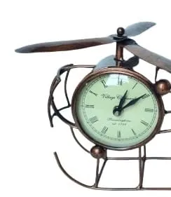 MARMORIS ECOM Handmade Iron Painted Helicopter Table Clock Antique Decorative Style Tabletop Clock for Home/Office (Size)