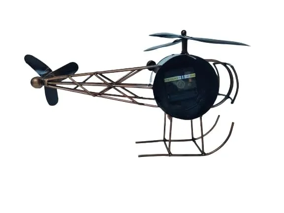 MARMORIS ECOM Handmade Iron Painted Helicopter Table Clock Antique Decorative Style Tabletop Clock for Home/Office (Size)