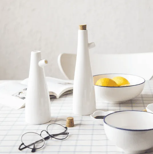 Mediterranean Style White Storage Bottles