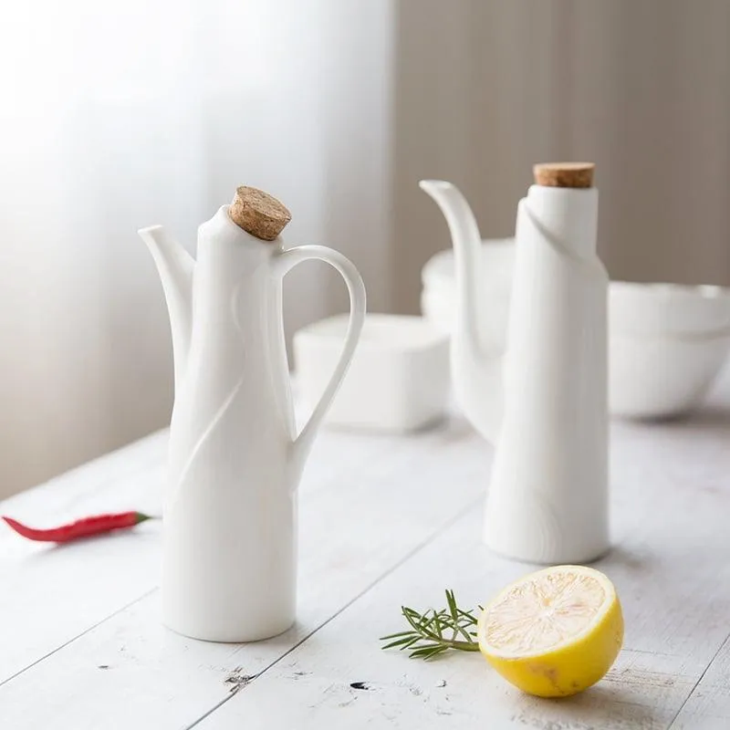 Mediterranean Style White Storage Bottles