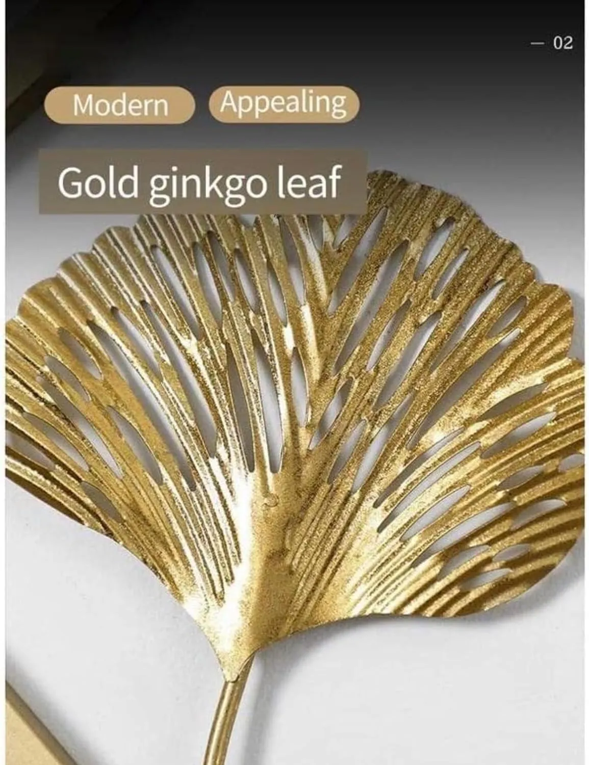 Metal Wall Art-Golden Ginkgo Leaves With Deer Wall Hanging | Metal Wall Decor with Frame Wall Decor For Living Room Wall Sculpture for Bedroom Office(Set of 3)
