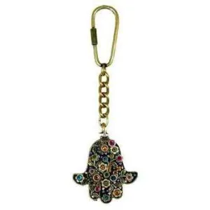 Michal Golan Black Hamsa Hand Keychain