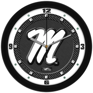 Mississippi Rebels Wall Clock - Carbon Fiber Textured