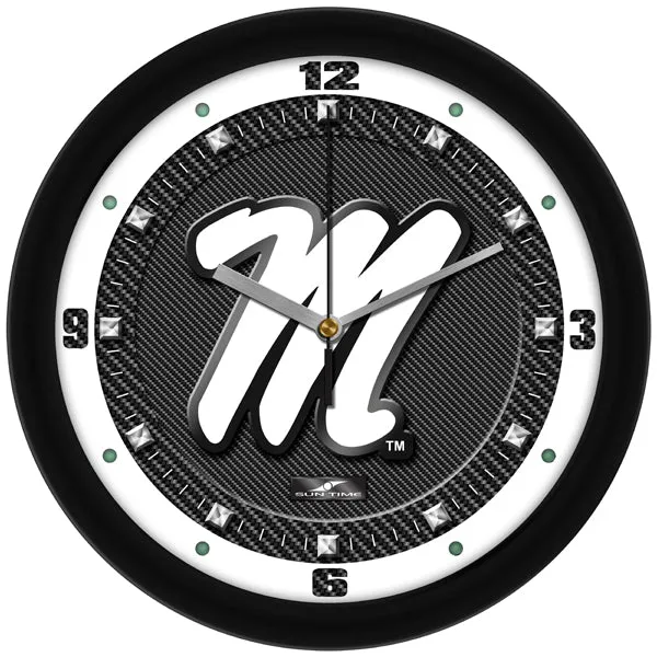Mississippi Rebels Wall Clock - Carbon Fiber Textured