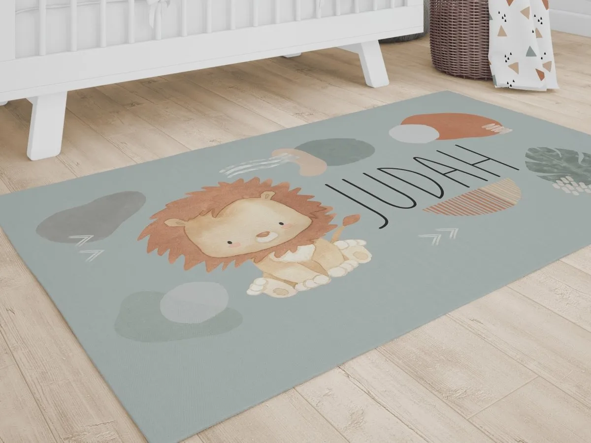 Modern Lion Personalized Nursery Rug