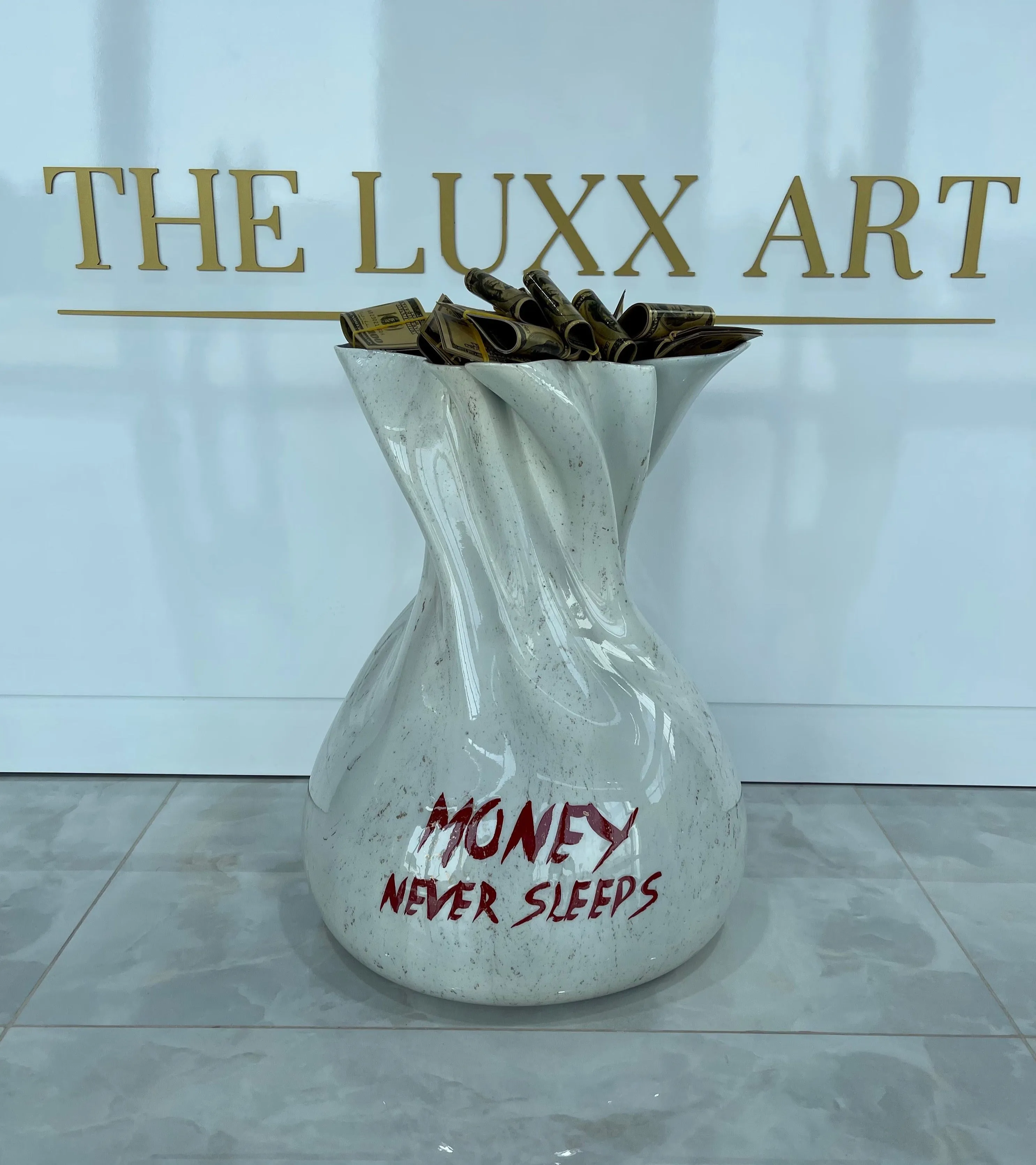 Money never sleeps money bag