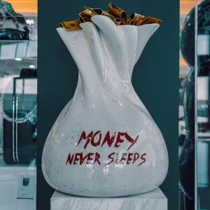 Money never sleeps money bag